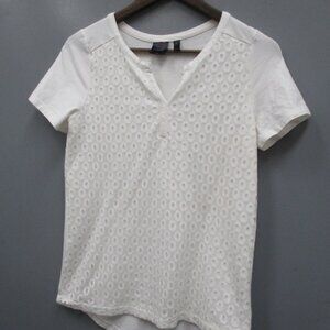 Rafaella Girls Blouse Size S/P White 95% Cotton Short Sleeve Blouse Top Pullover